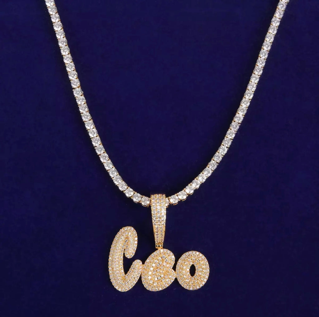Name Print Custom Pendant (Tennis Chain)