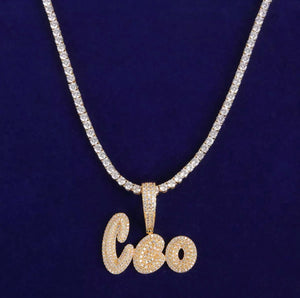 Name Print Custom Pendant (Tennis Chain)