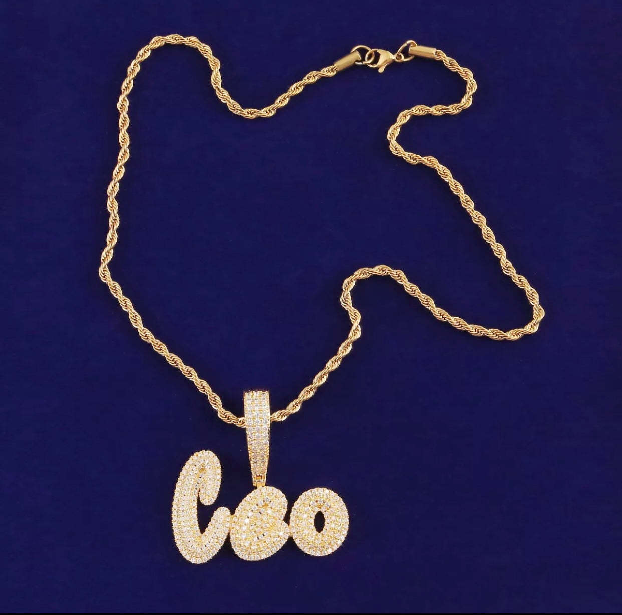 Name Print Custom Pendant (Rope Chain)