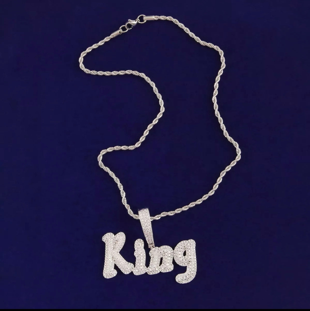 Name Print Custom Pendant (Rope Chain)