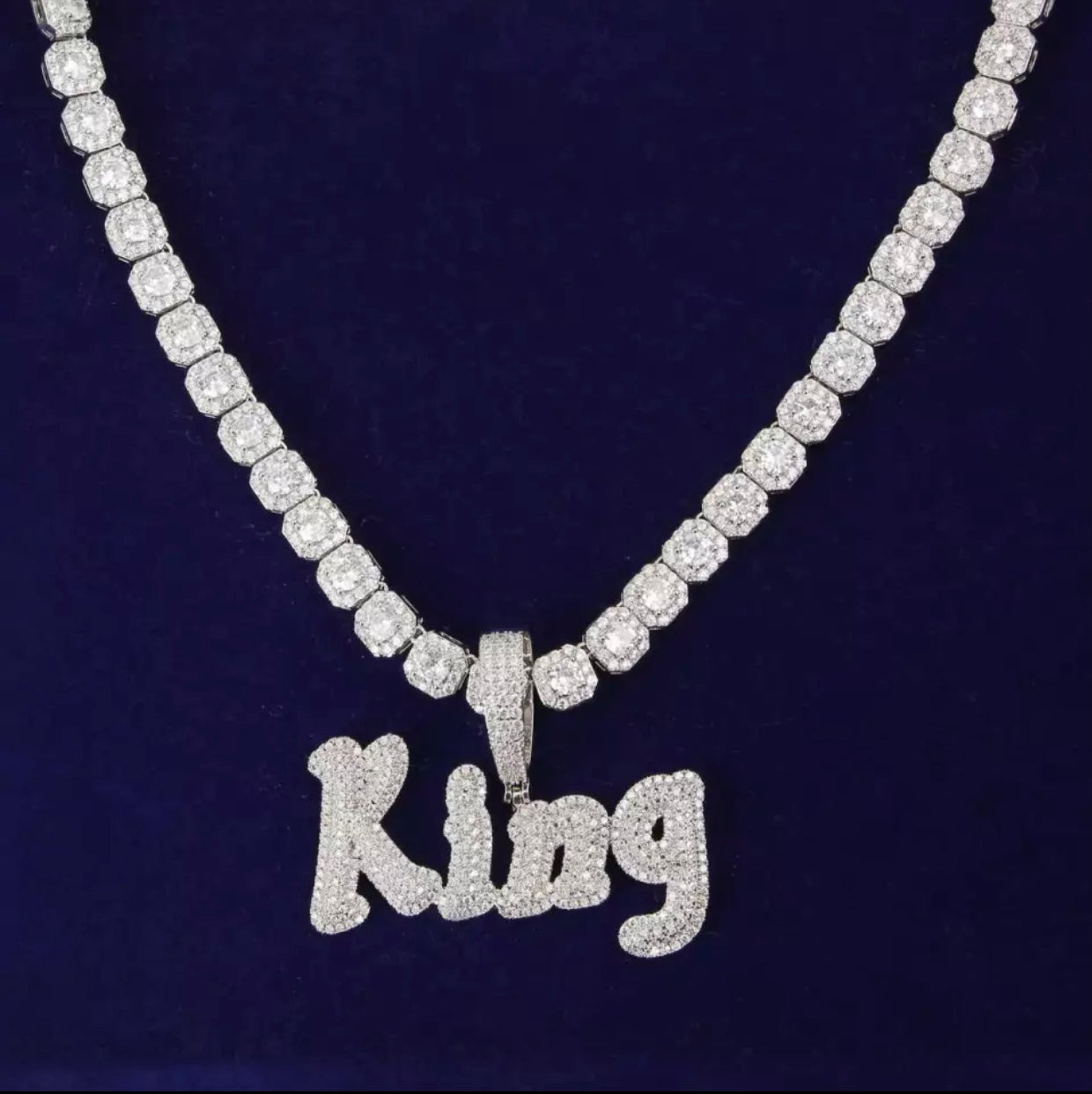 Name Print Custom Pendant (Baguette Chain)