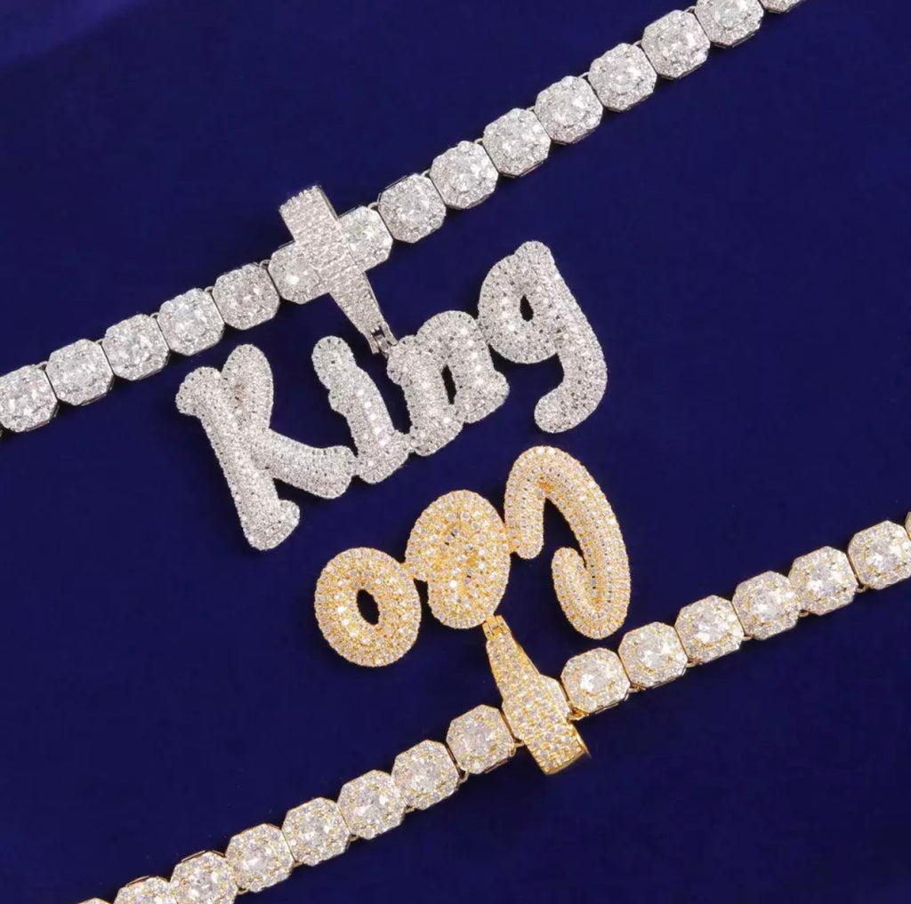 Name Print Custom Pendant (Baguette Chain)