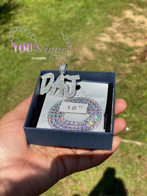 Baguette Pendant Necklace (Tennis Chain)