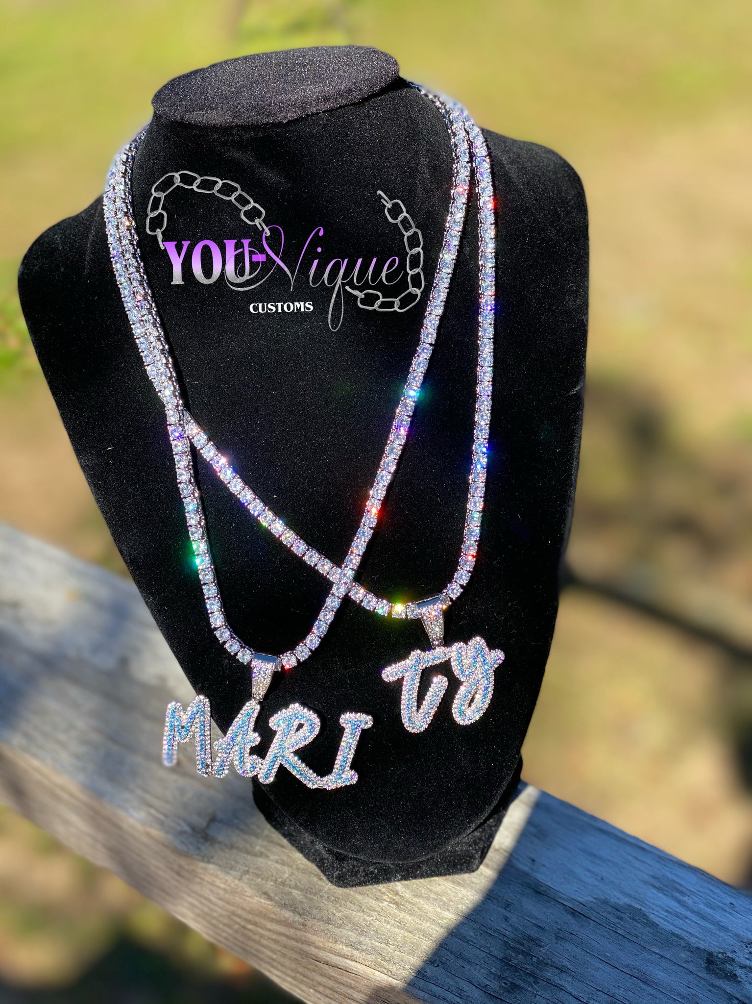 Blue Icy Pendant (Tennis Chain)