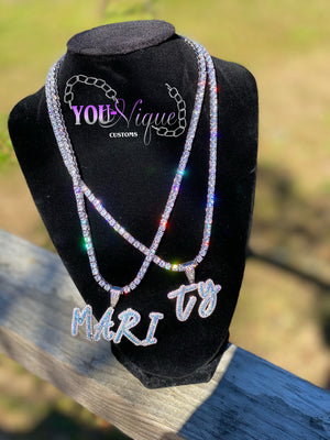 Blue Icy Pendant (Tennis Chain)