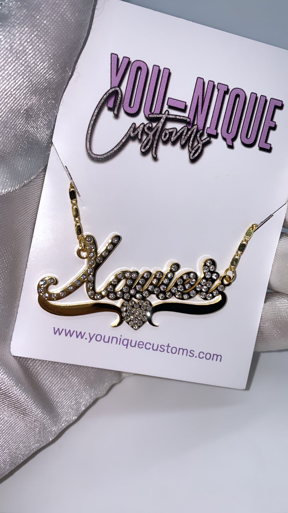 Diamond Heart Name Plate