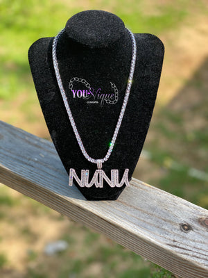 Baguette Pendant Necklace (Tennis Chain)
