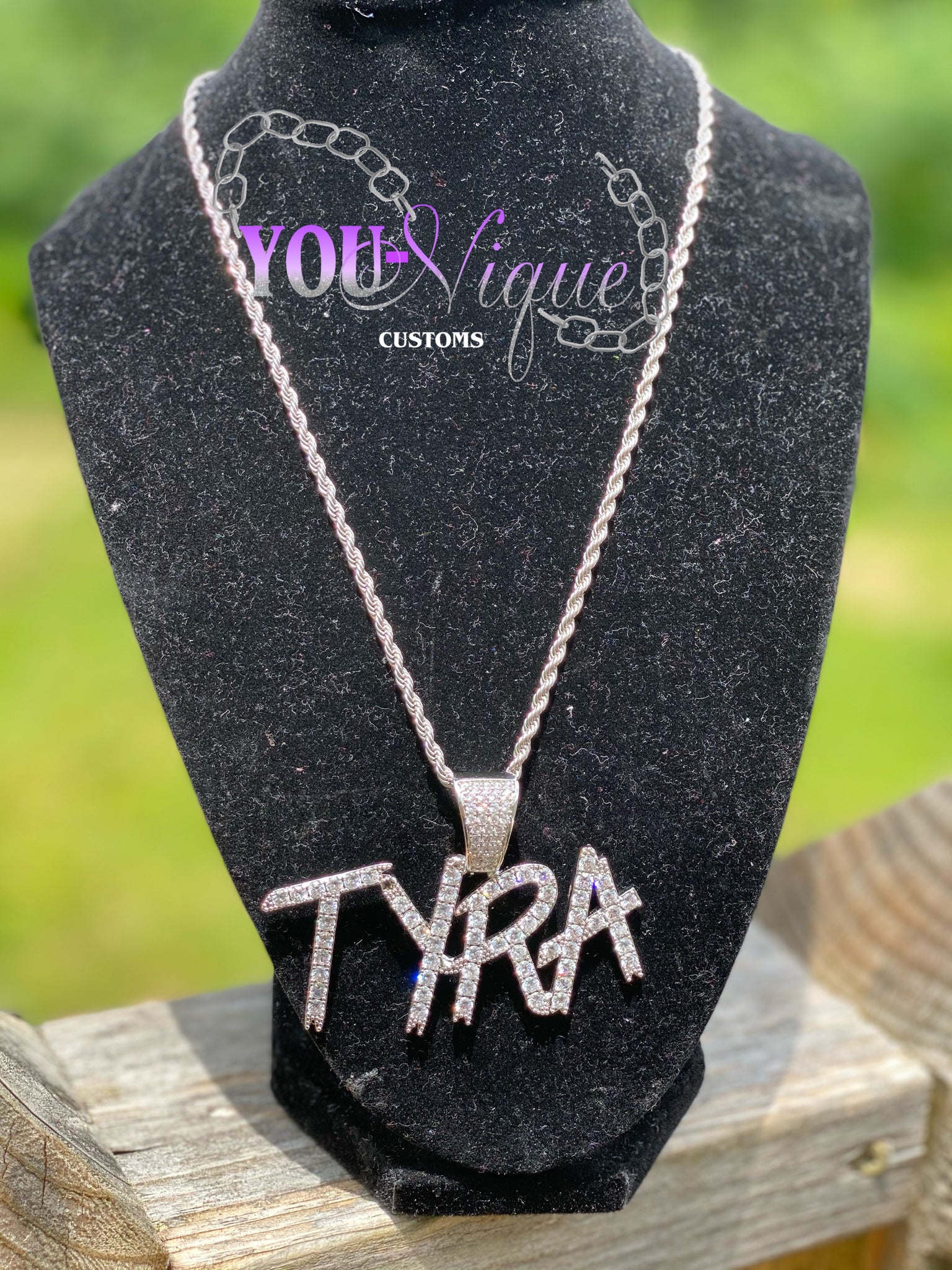 Custom Cursive Name Pendant (Tennis Chain)